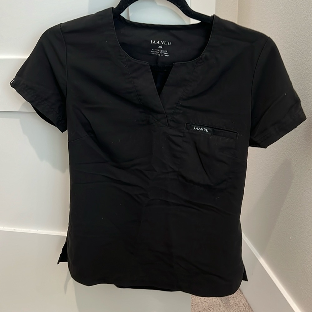 Jaanuu black xs extra small black scrubs scrub top